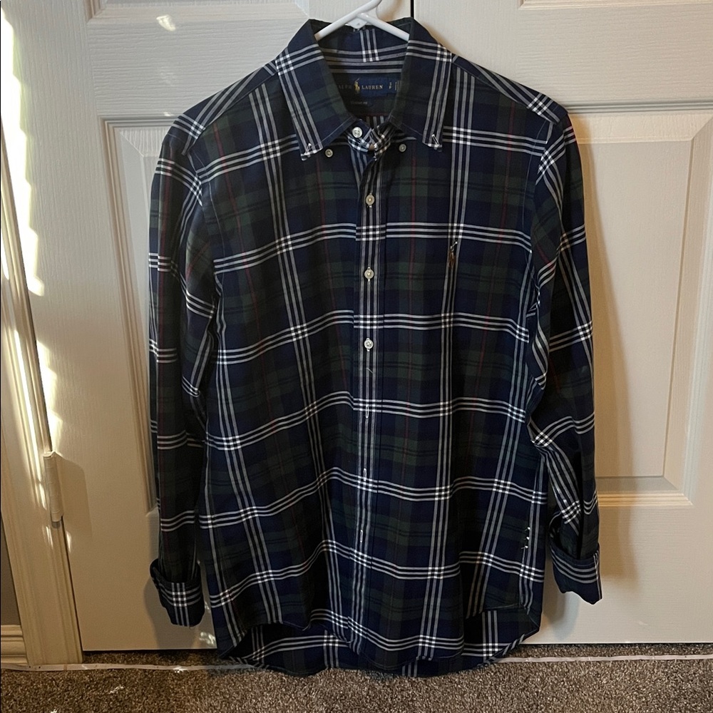 Polo Ralph Lauren Classic Fit Blue And Green Plaid Oxford Button Down Size Small - Picture 3 of 4